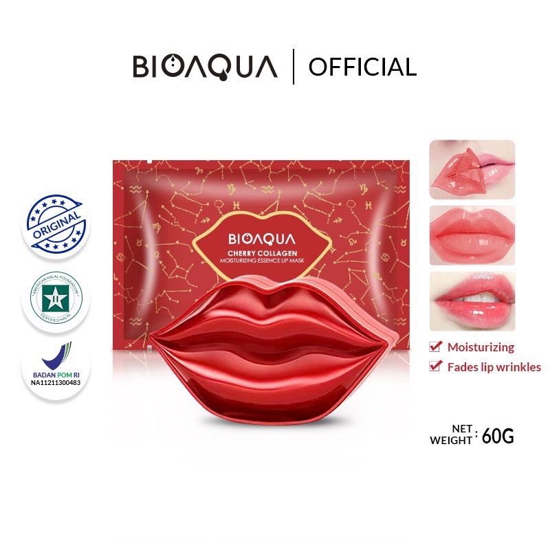 BIOAQUA Cherry Collagen Moisturizing Essence Lip Mask / Masker Pencerah Pelembab Bibir 60g READY ORIGINAL 100%