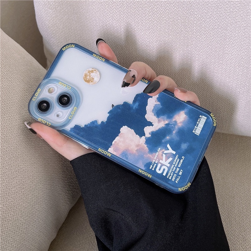 Art style Clouds Straight Cube Edge transparent Case For iPhone 11 Pro Max 11 Pro 11 XS Max XR XS X 7 8 6 6S Plus SE 2020 Soft Cover