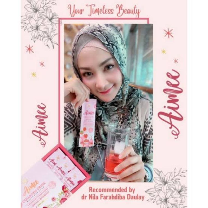 ( 1 BOKS  ) Collagen Drink Aimee Beaute Glow Minuman Collagen Pemutih Badan Permanen Mengandung Vitamin C Saffron dan Goji Berry Ampuh atasi Penuaan Dini Jerawat Membandel