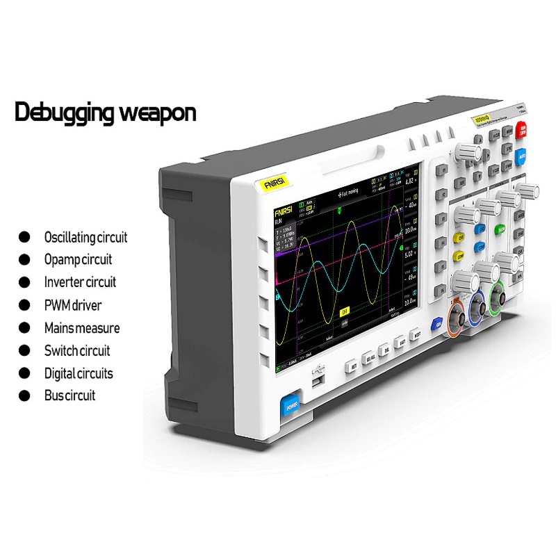 FNIRSI Digital Oscilloscope 2 in 1 Dual Channel Input Signal Generator 100MHz 1GSa/s - 1014D - White