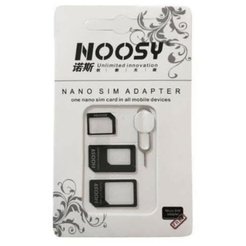 Adapter Sim Card Noosy 4IN1 Nano Micro Jarum Dudukan Kartu Standart