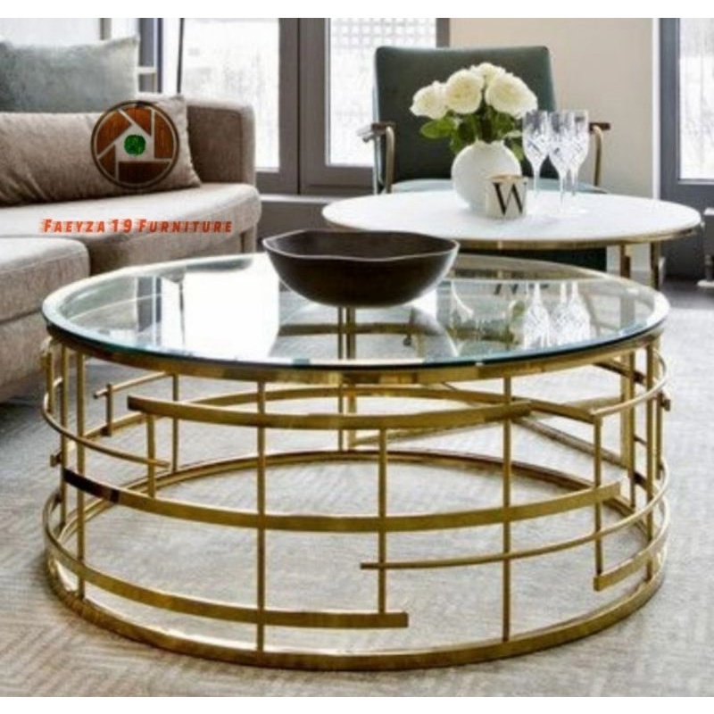 Meja tamu defa rangka stainlesh dan kaca