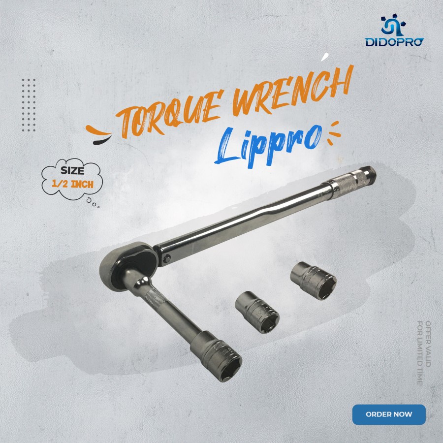 LIPPRO 11068 BESAR Torque Wrench 28-210 NM 1/2 Inch Kunci Momen Torsi