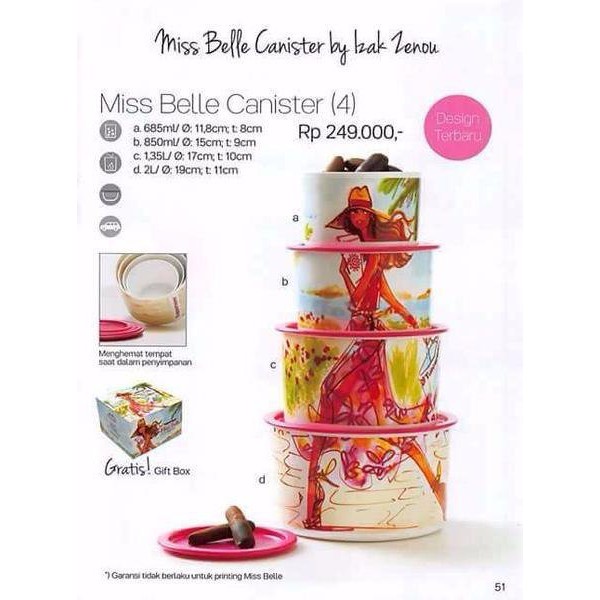Miss Belle Canister Tupperware - Tepak Kue - Wadah Kue Susun - Tempat Kue - Toples Kue