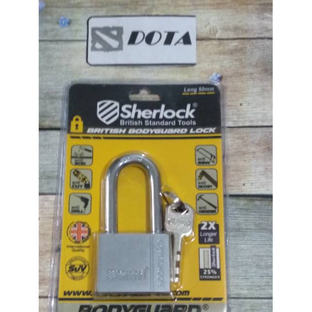 Gembok Sherlock Bodyguard 50mm Long-Gembok Sherlock Anti maling