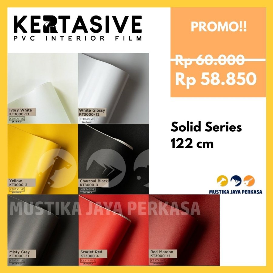 Kertasive Solid Series 1 Decosheet Sticker PVC Interior Film Murah