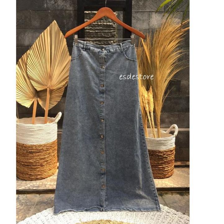 Best Product Rok Jeans Span Panjang Gisca Kancing Depan Murah//Rok jeans wanita terbaru 2021/ Rok je