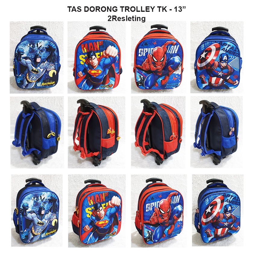 TAS Troli Dorong Anak TK TERMURAH Trolley Anak Laki Laki SUPER JAGOAN STRONG GREAT 3D TIMBUL IMPORT