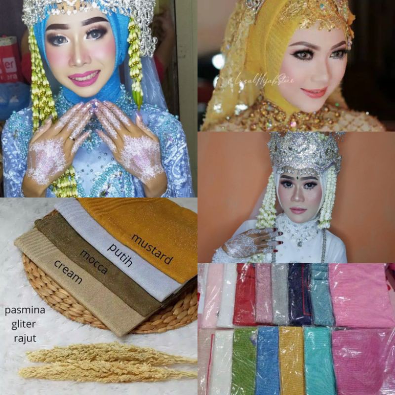 SALE PASMINA RAJUT PENGANTIN | PASMINA RAJUT GLITER | PASMINA HIJAP PENGANTIN | GROSIR PASMINA