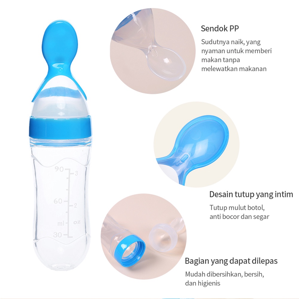 Halobaby 90 Ml Botol Sendok Makan Bayi / Baby Feeder Bpa Free