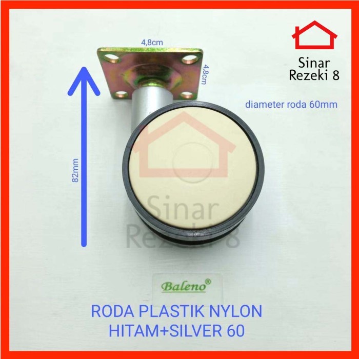 Jual Roda Plastik Nylon Hitam Mm Plat Hidup Putar Kursi Lemari