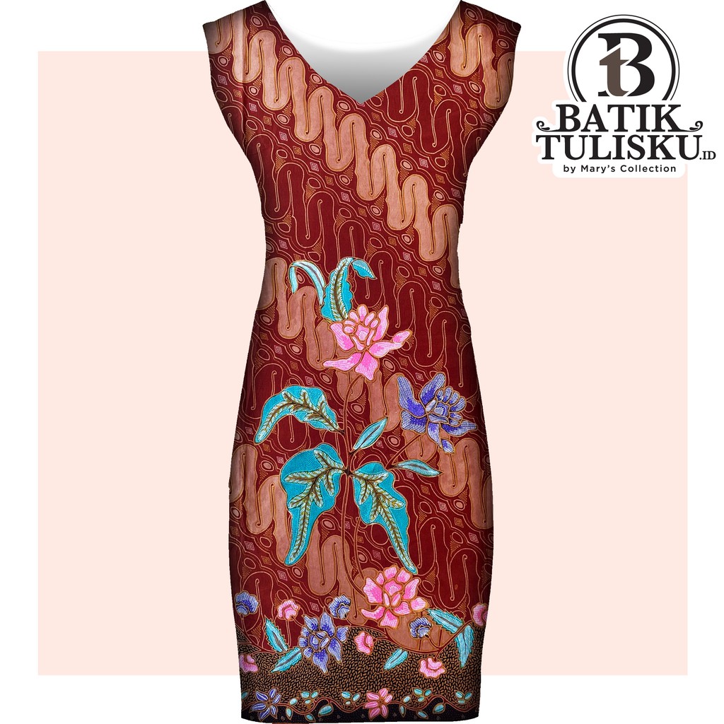 Kain Batik Full Tulis Merah Maroon Wanita Bahan Katun Primissima 98