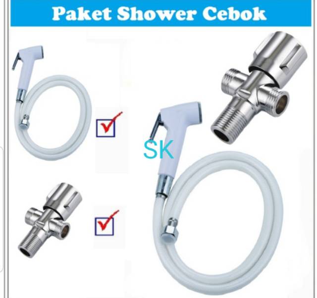 PAKET MURAH SHOWER BIDET TOILET CEBOK KAMAR MANDI + STOP KRAN KERAN SHOWER SINGLE CABANG DOUBLE T