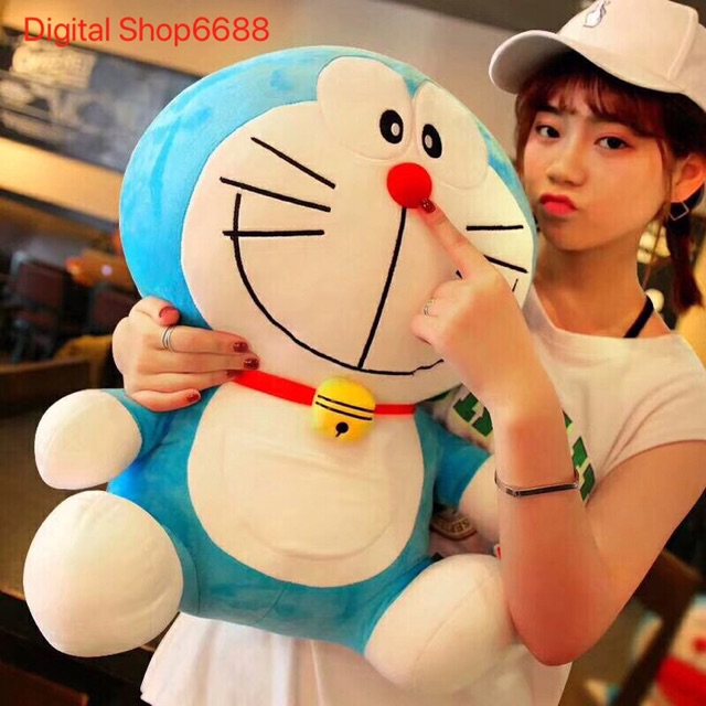 BONEKA DORAEMON SENYUM &amp; MULUT KETUTUP &amp; MULUT KEBUKA UKURAN TINGGI 50CM (100% IMPORT)