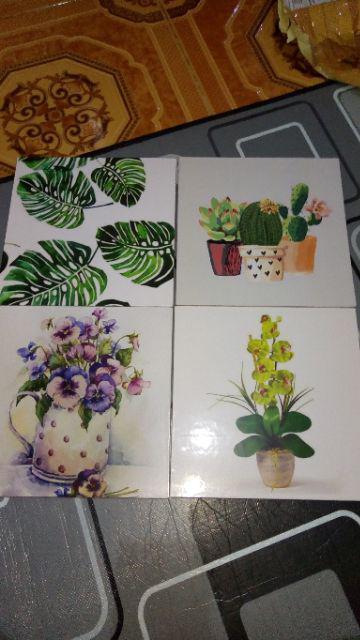 Pajangan dinding  Gambar  Daun  Monstera  ukuran 20x20cm 