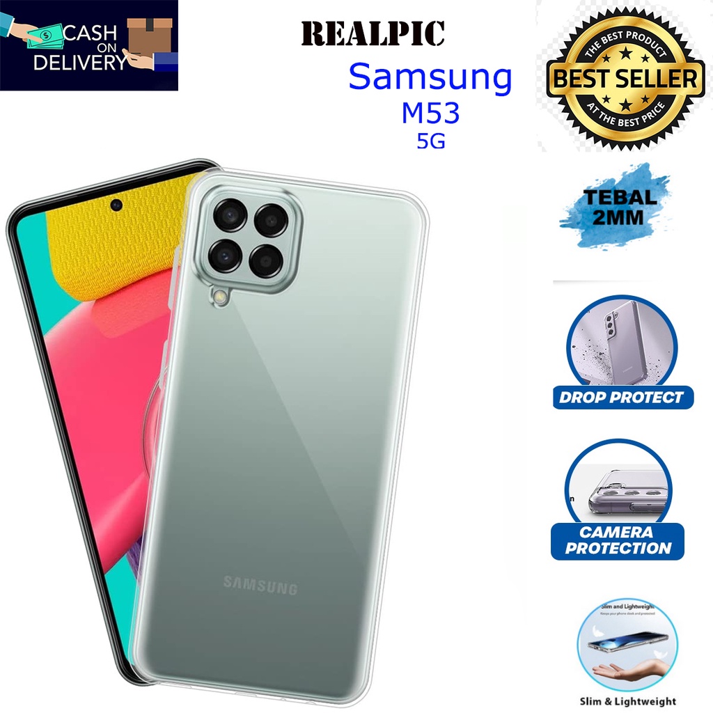 Case Samsung Galaxy M53 5G Casing Clear HD KETEBALAN 2MM BENING TRANSPARAN TPU Premium Softcase