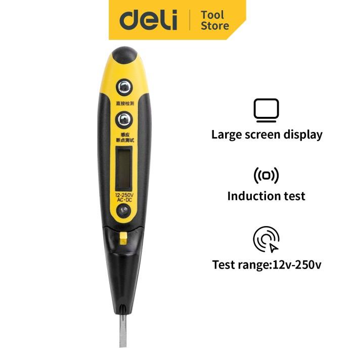 Taspen Deli Digital Test Pen / Tespen Digital 12-250Vac/Dc 14 Cm Dl8005