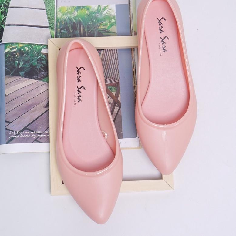 Sale plus--Sara Sara RAINBOW Flat Shoes Wanita Sepatu Jelly Hak Tinggi 3.5 cm Keren