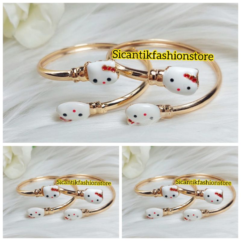 Gelang Anak Titanium Gold Gelang Anak Anak Hello Kitty Pink Terbaru Terlaris Anti Karat Tidak Luntur Gelang Titanium Anak Kekinian