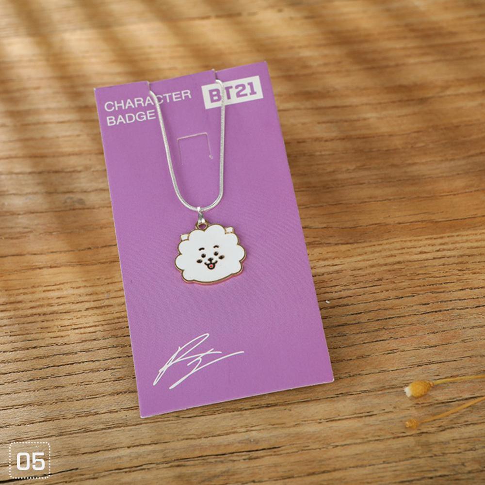 Timekey Kalung Rantai Metal Panjang Wanita Liontin Kartun KPOP BT21 BTS TATA COOKY CHIMMY M2U5