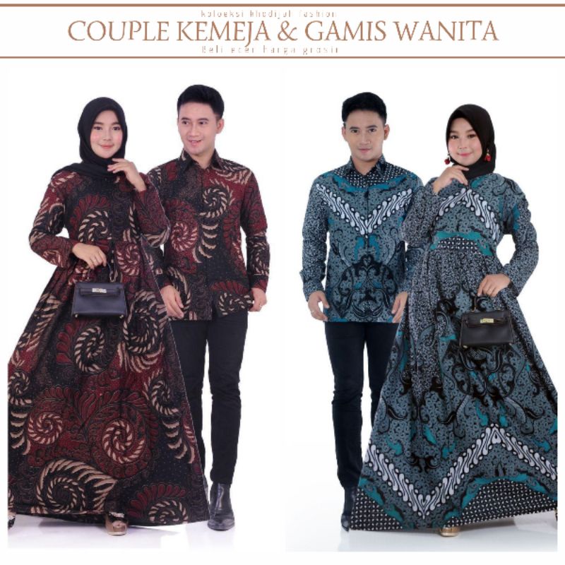 Batik Couple Kemeja Dan Gamis Gamis wanita Kemeja Pria Lengan Panjang Bahan Katun Prima Printing Har