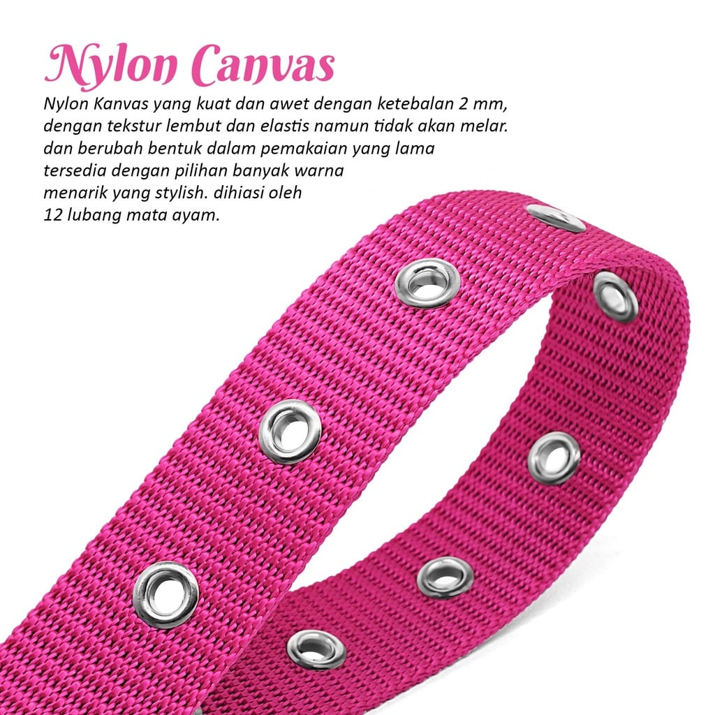 IKAT PINGGANG WANITA SABUK WANITA TALI NYLON CANVAS KEPALA RODA WOMEN BELT AKSESORIS FASHION