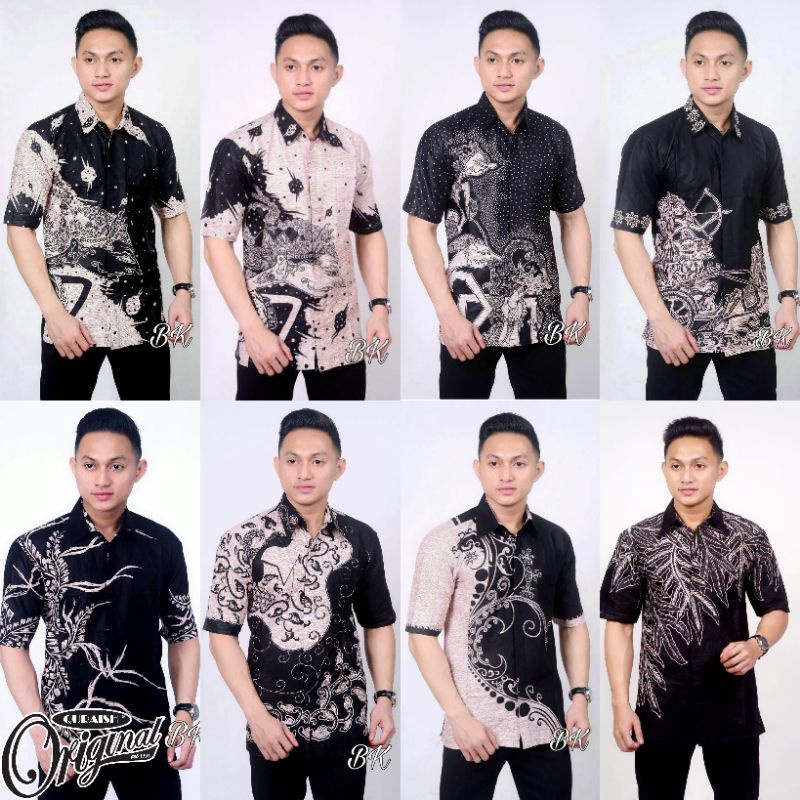 BSWART Batik HRB026 kenongo Hem Pendek anjani biru Pekalongan M L XL Batik Pria MURAH Modern Grosir