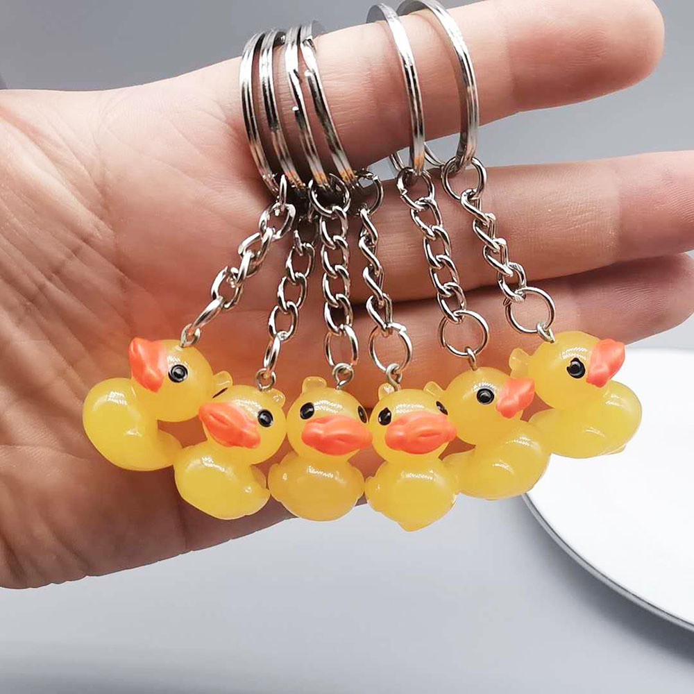 LANFY Mini Car Keyring Lovers Little Yellow DUCK Key Chain Women Cute Hyaluronic Acid Ducks Rubber Keychains/Multicolor