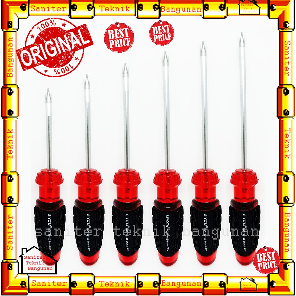 OBENG GAGANG KARET SIYOTA 6&quot; INCH-OBENG PLUS-OBENG KEMBANG-OBENG SEKRUP-OBENG BAUT-OBENG MUR-OBENG +