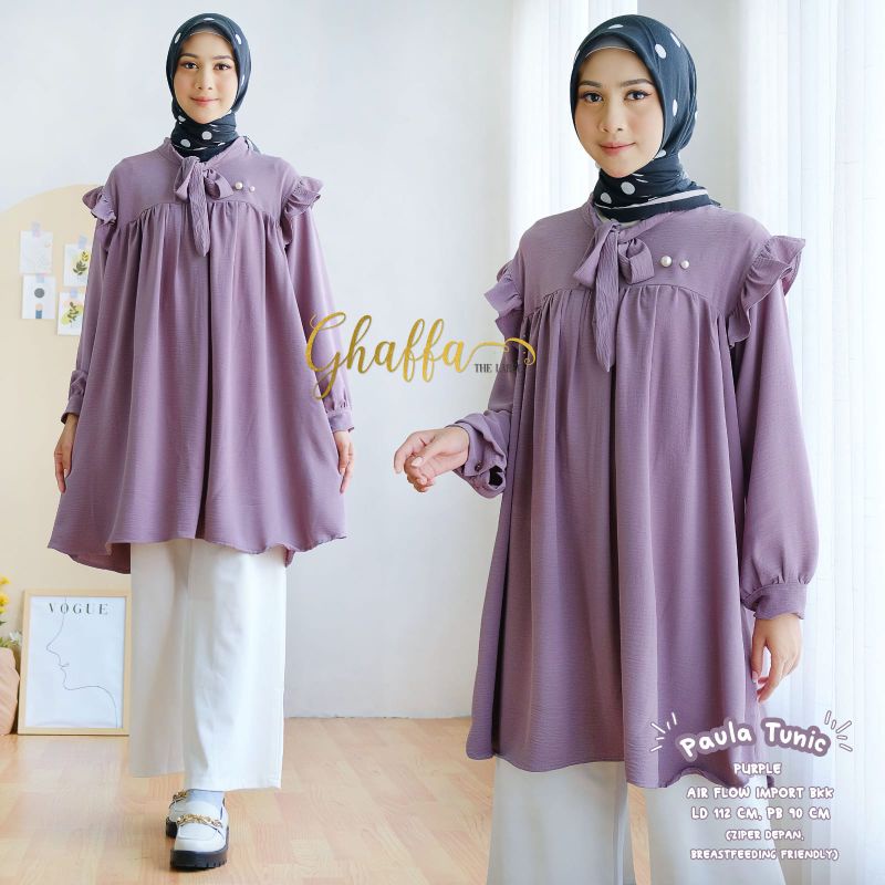 PAULA TUNIC BY GHAFFA THE LABEL (TUNIK MUSLIMAH) Tunik wanita polos rekomended