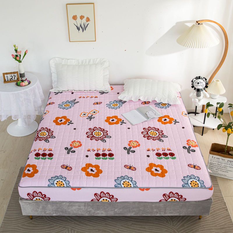 sprei waterproof ukuran 180x200cm-Pink kembang