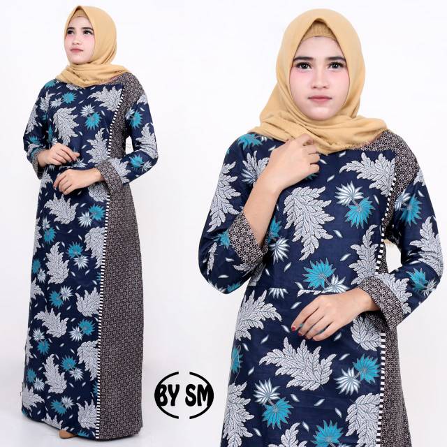 Gamis kombi daun warna