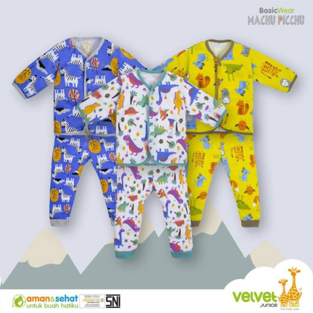 Stelan Piyama Velvet Junior New Born/ Baju Tidur Bayi Baru Lahir Merk Velvet Junior