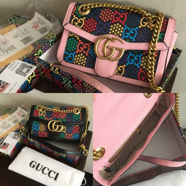 GUCCI MARMONT RAINBOW TAS SELEMPANG DAN PUNDAK SEMPREM