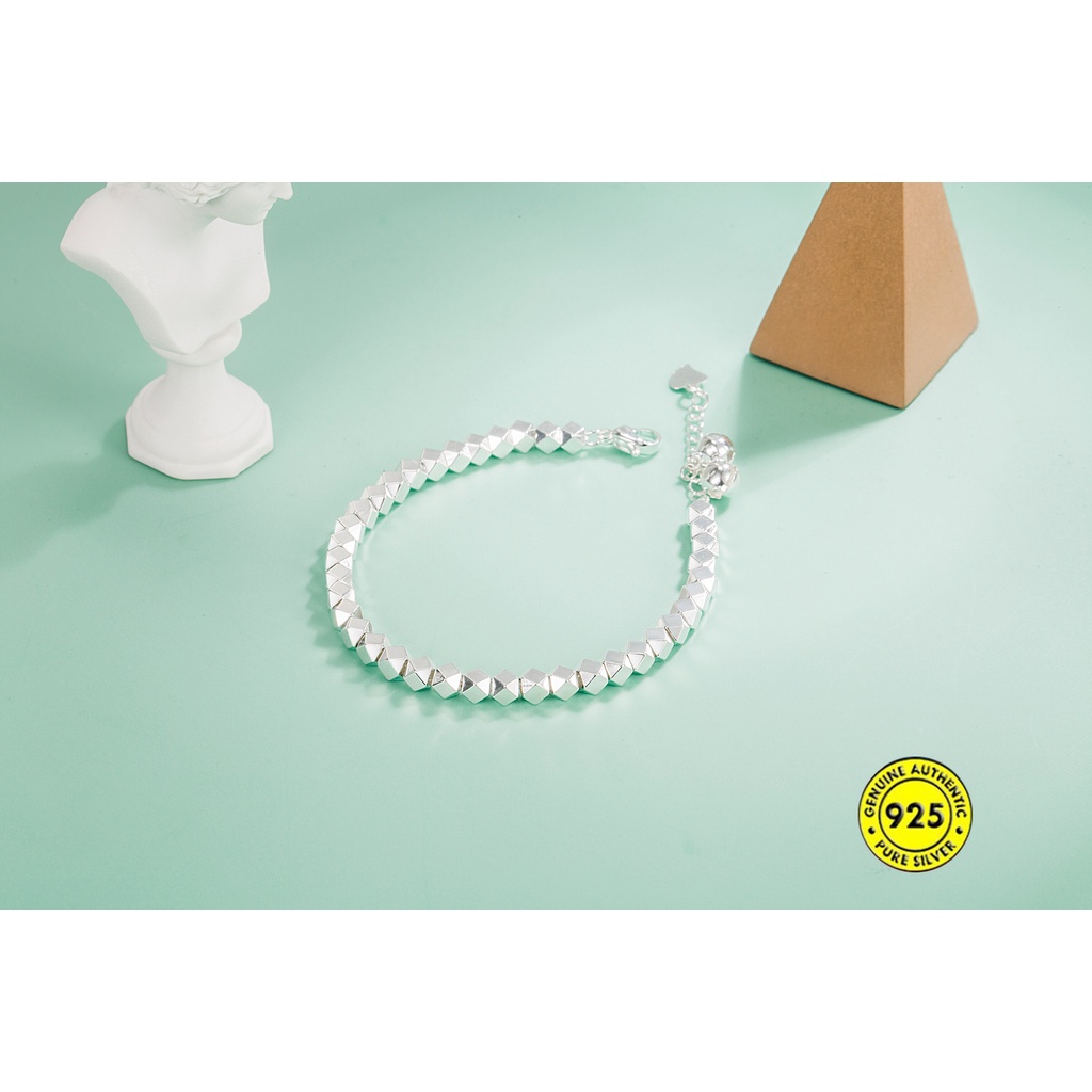 Gelang Tangan Rantai Sterling Silver 925 Aksen Lonceng Kecil Untuk Wanita