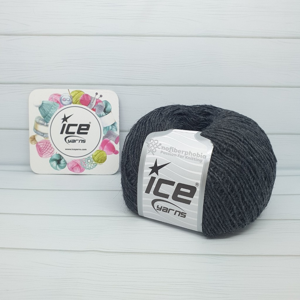 Benang Rajut Ice Yarns Peru Alpaca Fine - Anthracite Black