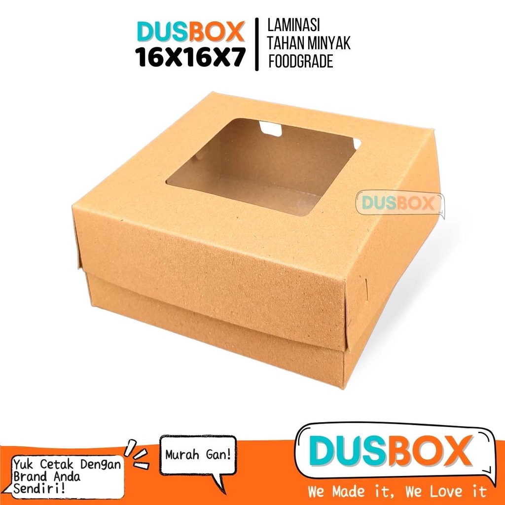 Dus Cemilan 16x16x7 / Dus Snack / Dus Kue / Box Makanan / Kotak Cemilan / Kemasan Catering Model Jen