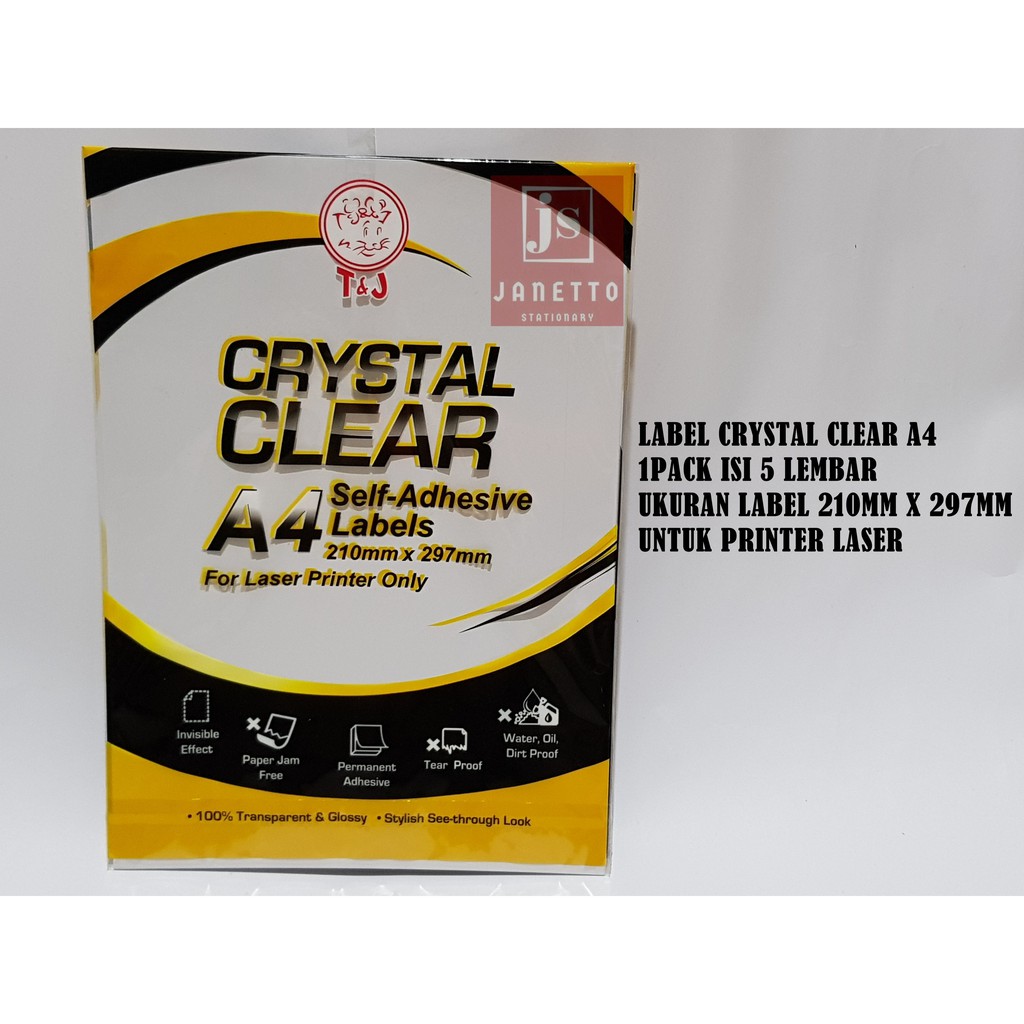 

Label Tom N Jerry CRYSTAL CLEAR LABELS Ukuran A4