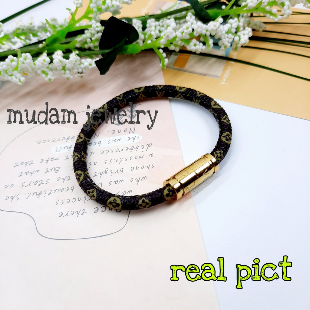 Gelang Model Kulit L* Mono dan Combinasi Magnet Tersedia Warna Gold dan Rose Gold