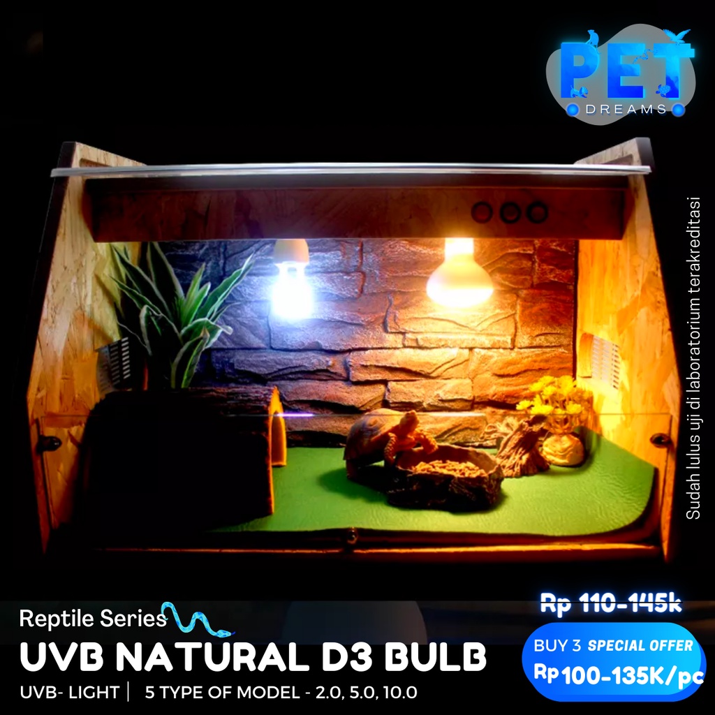 PROMO LAMPU UVB KALSIUM ALAMI VITAMIN D3 CALCIUM REPTIL REPTILE BULB TORTO SULCATA KURA IGUANA