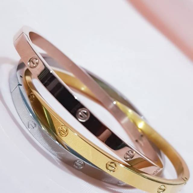 Gelang titanium terlaris/terhits GOLD,ROSEGOLD,SILVER anti karat selamanya/ gelang bangle titanium