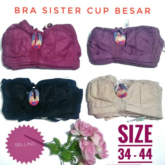 Bra Sister Guini Cup Besar Tanpa Kawat Tanpa Busa Size 36 38 40 42 44 / Bh Wanita Jumbo Tanpa Busa