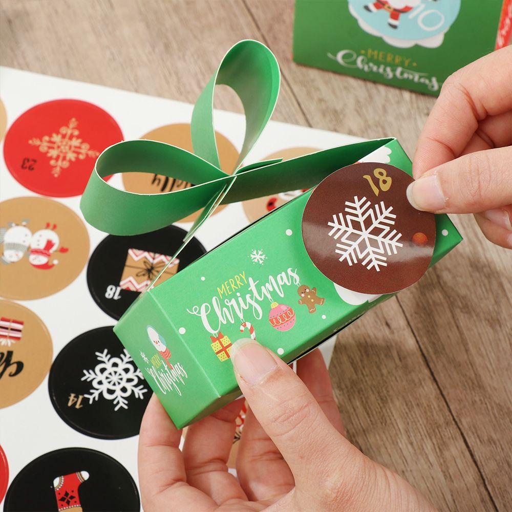 R-flower 5lembar Kalender Adven Cookie Gift Packaging Sealing Label Perekat Merry Christmas