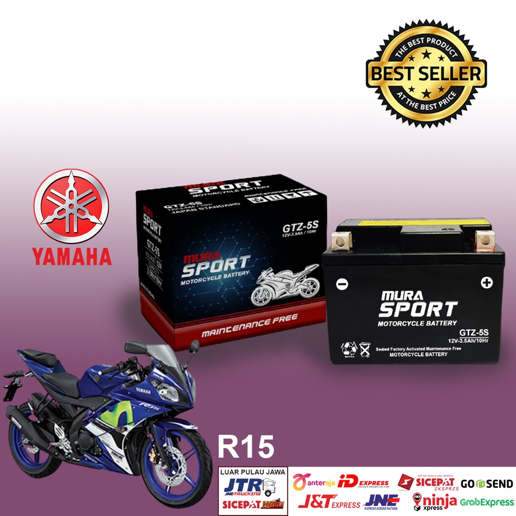 Aki Motor Kering murah GTZ5S 12V 3,5Ah YAMAHA R15 BERKUALITAS MURA