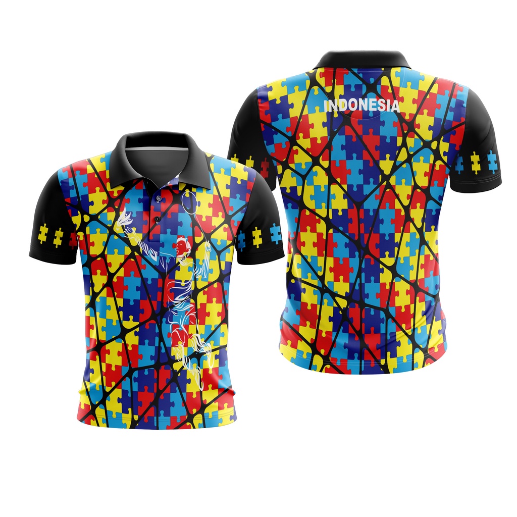 Baju Kaos New Jersey Badminton Polo Free Custom Name + Nomor Full Printing Dewasa Pria Wanita 10