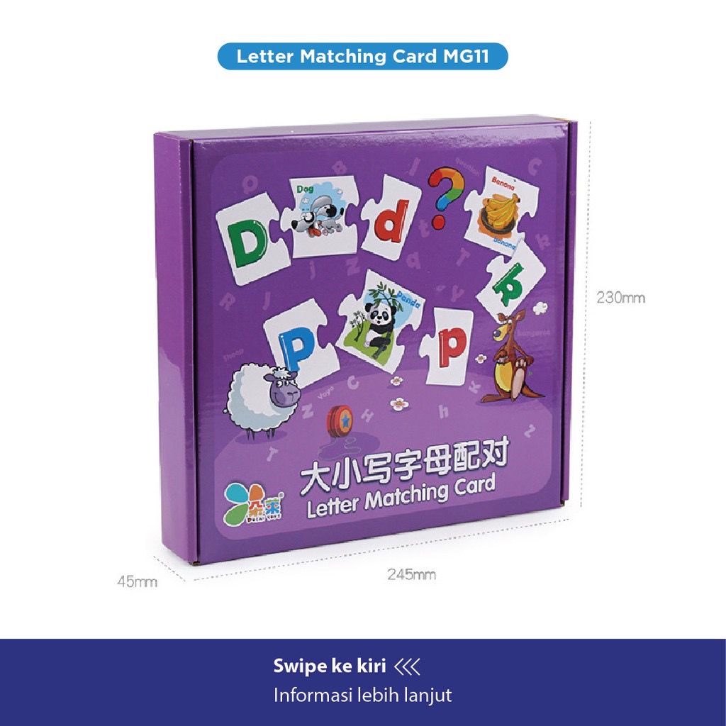 Mainan Edukasi Anak LETTER MATCHING CARD Matching Puzzle Kayu Belajar