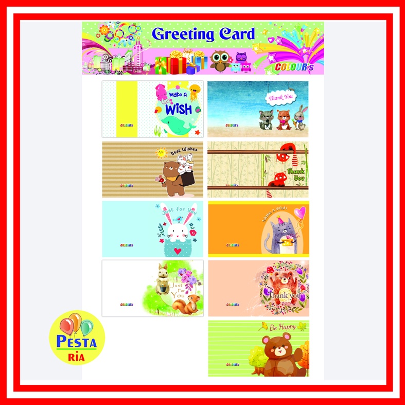 

Murah!! (90Pcs) Kartu Ucapan motif Animal, Greeting Card Karakter Animal, Gift Card Ulang tahun