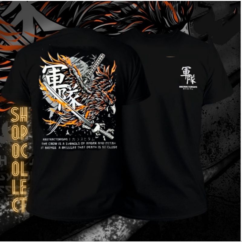 baju Kaos catton combad 30s T-shirt Pria grafity Hitam Terbaru Distro Lengan Pendek Motif Sablon Bergambar  kaos Samurai Jepang kaos putih polos