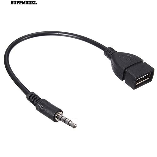 ⏲3.5mm Male Audio AUX-in-Jack untuk USB 2.0 Tipe A Perempuan OTG Converter Cable