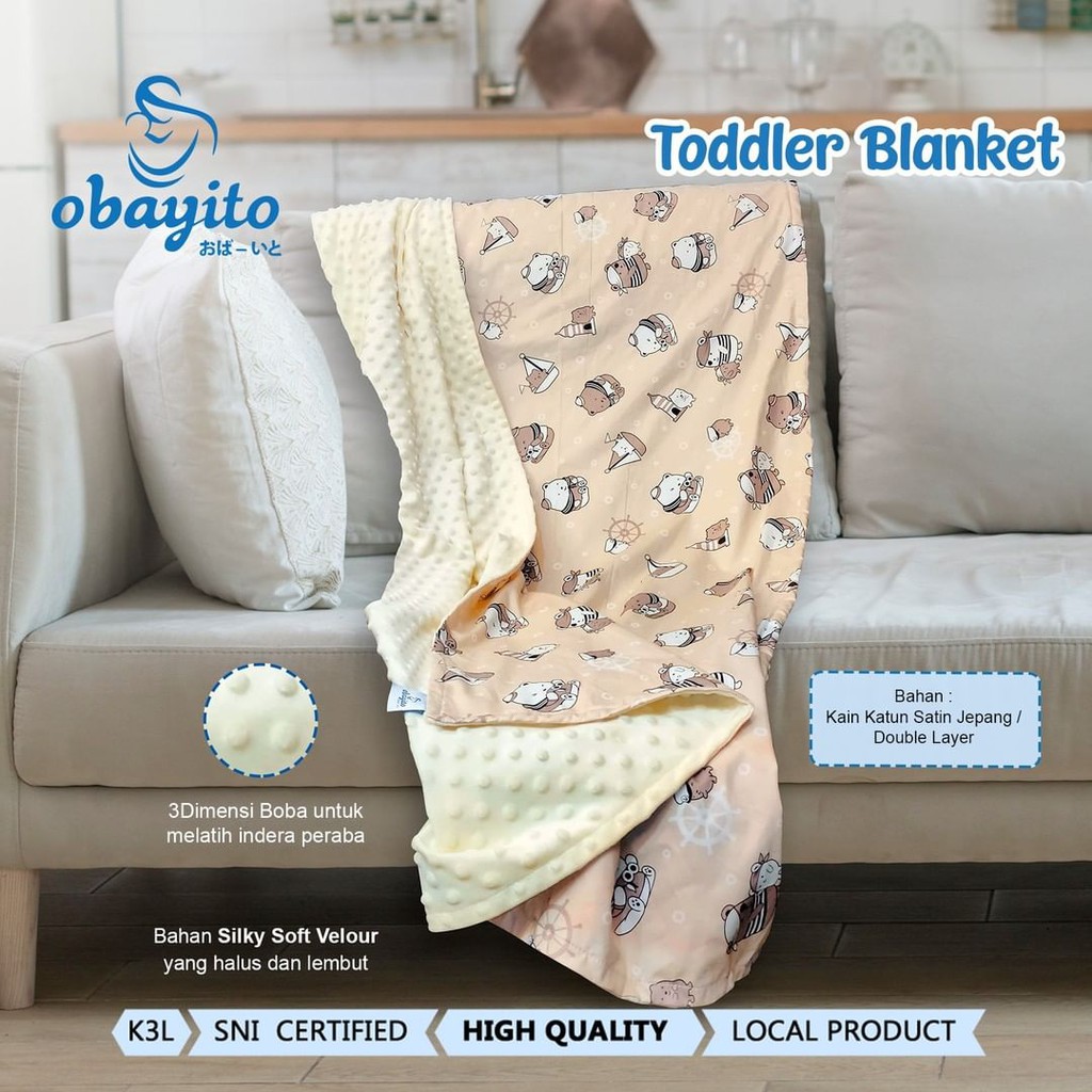 Obayito Toddler Blanket - Selimut Balita - Biru
